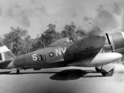British Thunderbolt Mk II code NV-S HD235 of No. 79 Squadron RAF Burma 1944