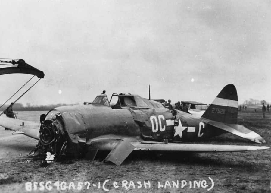 Crashed P-47D OC-C 42-76211 of the 359th FS, 356th FG, 26 February 1944
