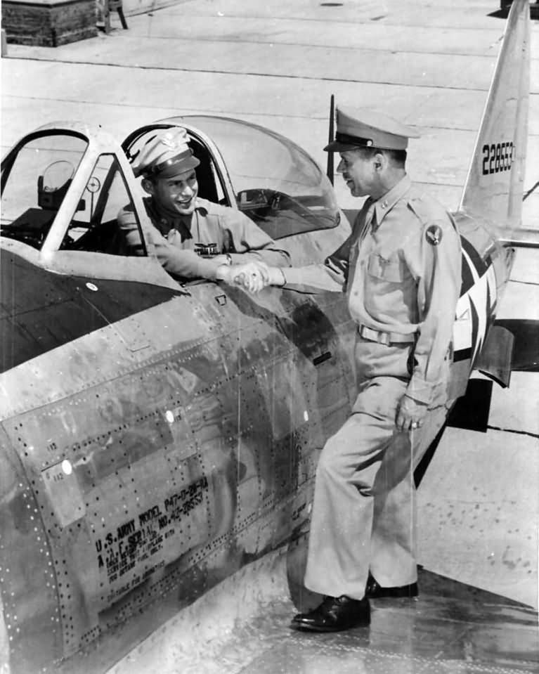 8th AF Ace Pilot Robert Johnson in P-47 Thunderbolt 42-28553