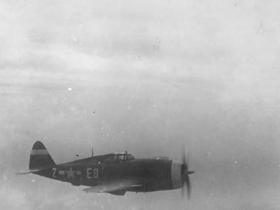 P-47 Thunderbolt code E9+Z of the 361st Fighter Group 376th Fighter Squadron