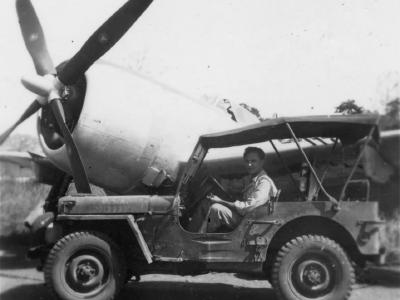 P-47 Thunderbolt and jeep