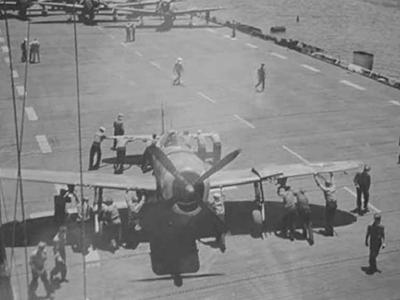P-47 on aircraft carrier 7AF pacific