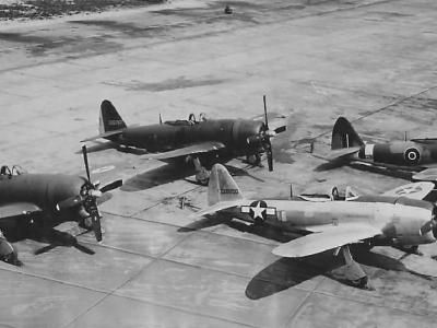 P-47 at Farmingdale Painted with Insignia of 4 Nations 42-26850 42-26781 42-27028