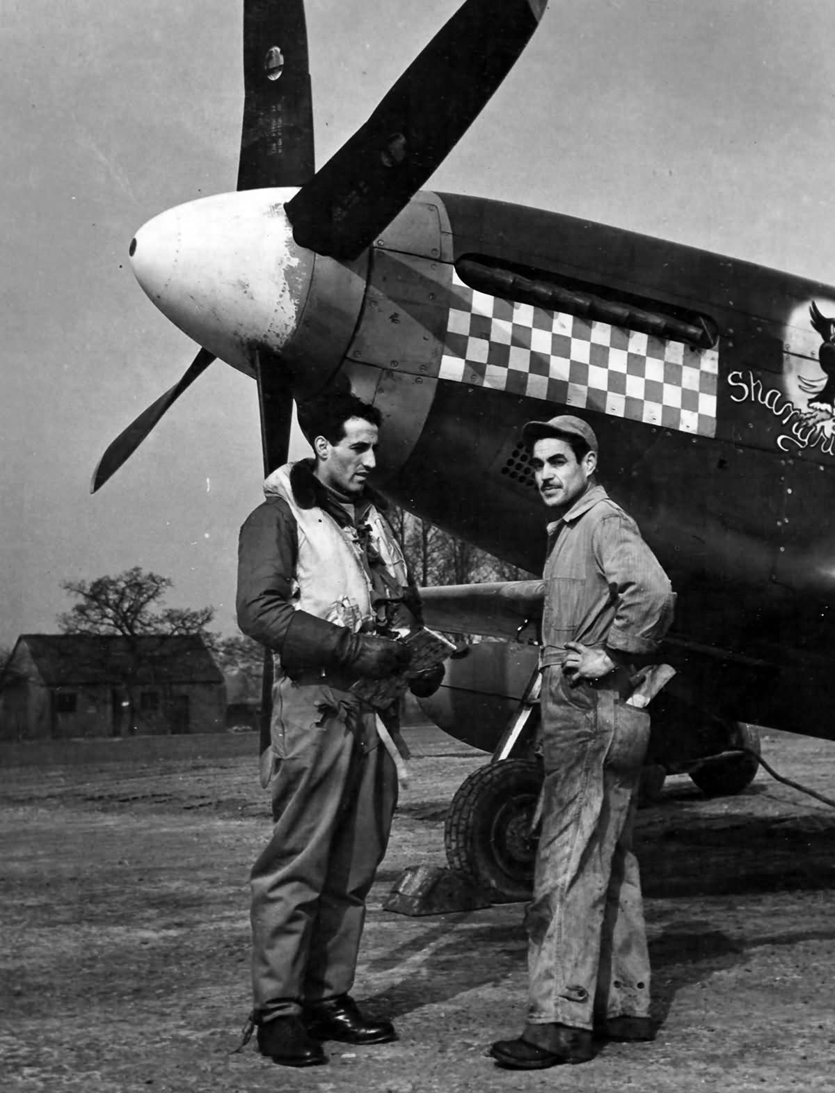 Capt Donald Gentile of the 336th FS 4th Fighter Group And P-51B Mustang 43-6913 named Shangri La