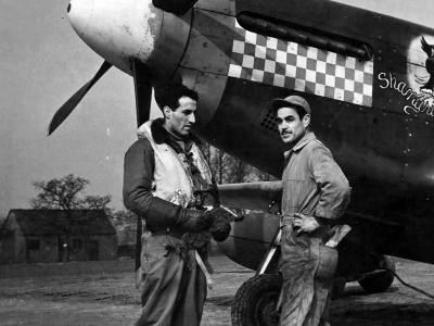 Capt Donald Gentile of the 336th FS 4th Fighter Group And P-51B Mustang 43-6913 named Shangri La