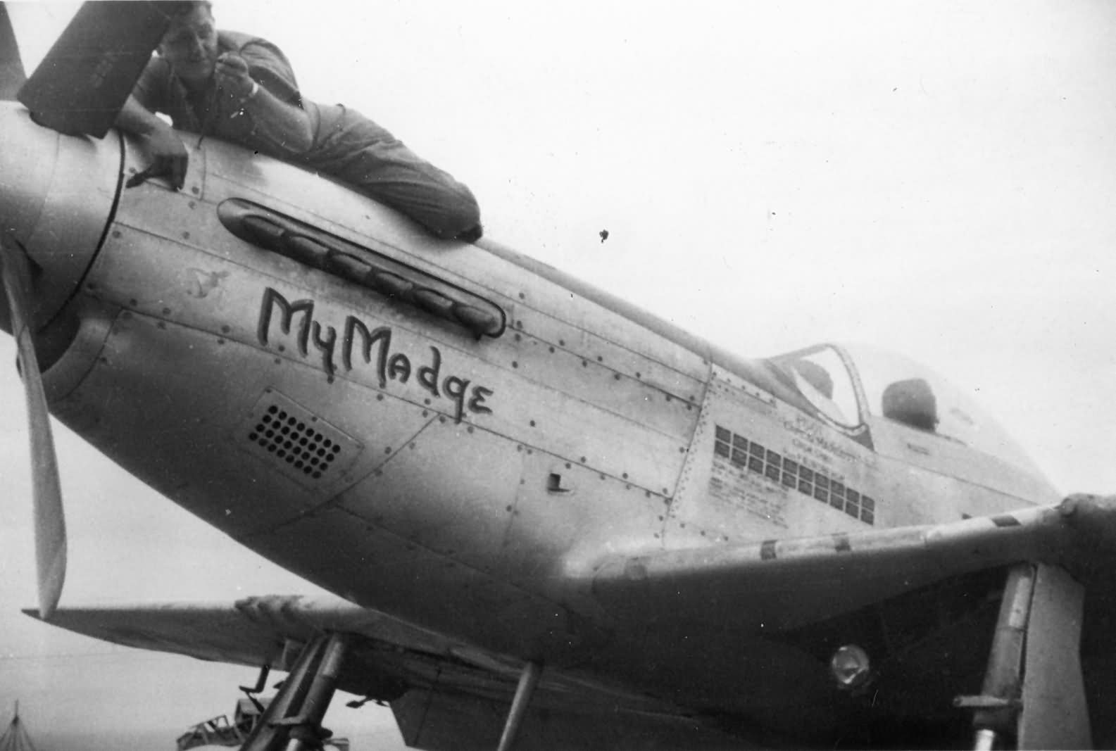 Capt Marcott 506th Fighter Group On P-51D Mustang My Madge Nose Art