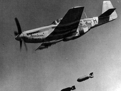 Lt Col Wallace Hopkins Drop 500 Pound Bombs From Wing Racks Of His P-51 Ferocious Frankie