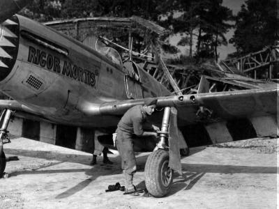P-51B Mustang 42-106897 „Rigor Mortis III” Code FT-V , pilot 1lt Edward Regis of the 353rd FS 354th Fighter Group