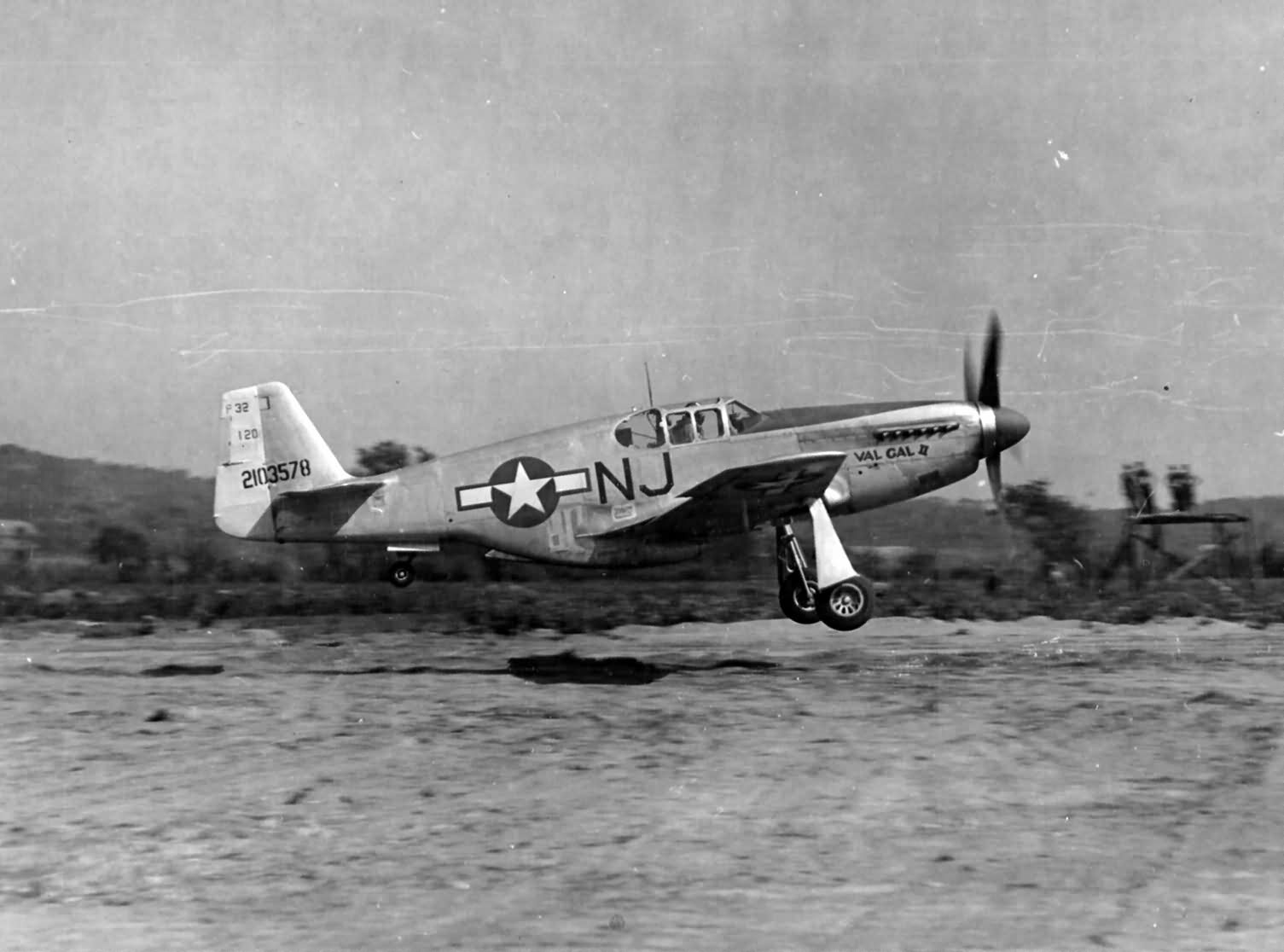 F-6C Mustang 42-103578 „Val Gal II” code NJ of the 111th TRS Is Flown By Lt Stanley F Fierstein