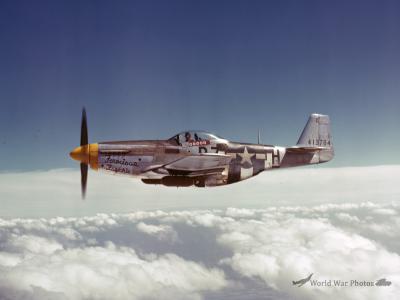 P-51D-5-NA Mustang 44-13704 „Ferocious Frankie” B7-H of the 374th FS 361st Fighter Group July 1944 – color photo