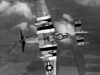 P-51D Mustang B7-R, 44-13357 with D-Day stripes of the 374th FS 361st Fighter Group Late July 1944