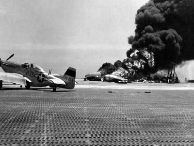 P-51D 44-63891 #235 pilot 1lt John W Brock 46th Fighter Squadron 21st FG And 504th BG B-29 Crash Landing