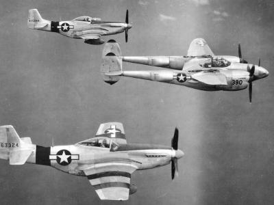 P-51D Mustang Air Commandos escort F-5 Lightning