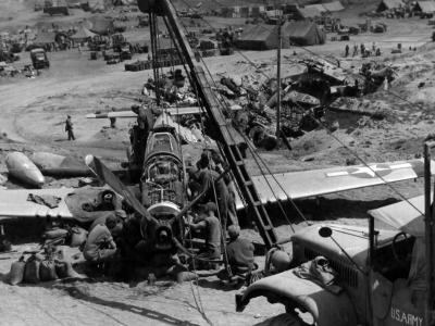 P-51D Mustang Wrecked On Iwo Jima 1945 photo