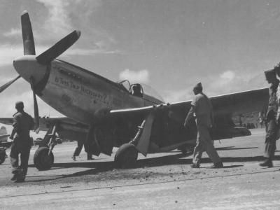 P-51D Mustang damaged on Iwo Jima 1945