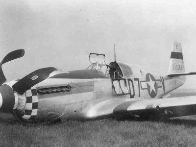 P-51 42-106882 code D7-V of 339th Fighter Group, 503 Fighter Squadron after slight accident