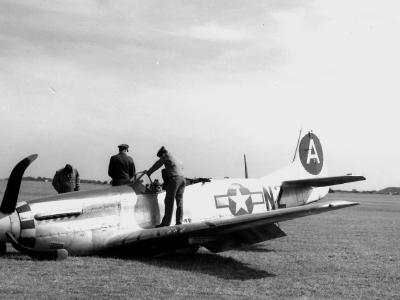 Damaged P-51D Mustang 364th Fighter Group 383 Fighter Squadron