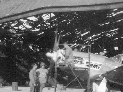 P-51 Mustang and hangar 1944