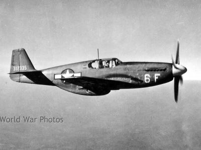 P-51B-1-NA 43-12335 of the 75th TRG in flight
