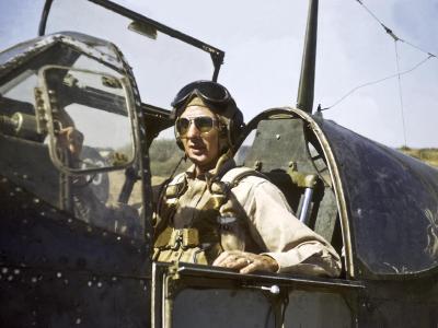 Capt. Charles McMillin and P-51A, CBI Fighter Replacement Training Unit, India November 1944