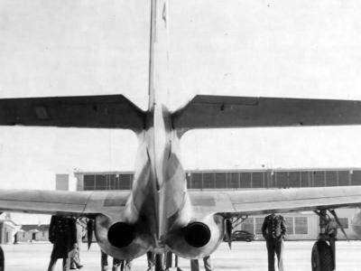 Jet fighter Bell P-59A Airacomet rear view 1945