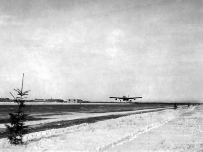 P-59 Airacomet takes off Fairbanks Alaska 1945