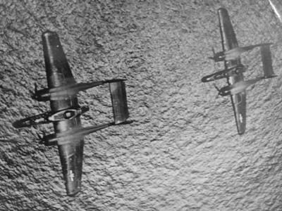 Northrop P-61 in flight during World War II – 7th AF