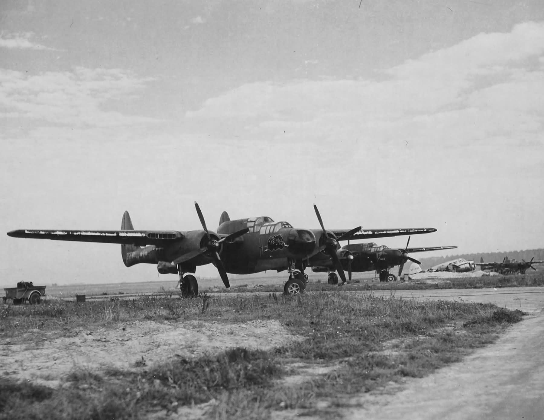 P-61A Black Widow 42-5560 The Creep of the 425th Night Fighter Squadron and 42-5585 Plenty Peed Off Patootie III ETO