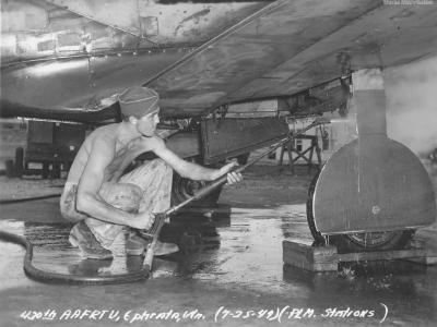 Mechanic working on a P-63 Ephrata, WA July 1944 2