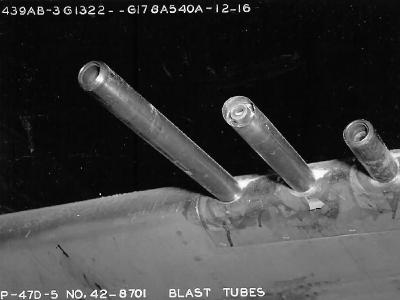 Close Up View of .50 Caliber Blast Tubes on P-47 Thunderbolt
