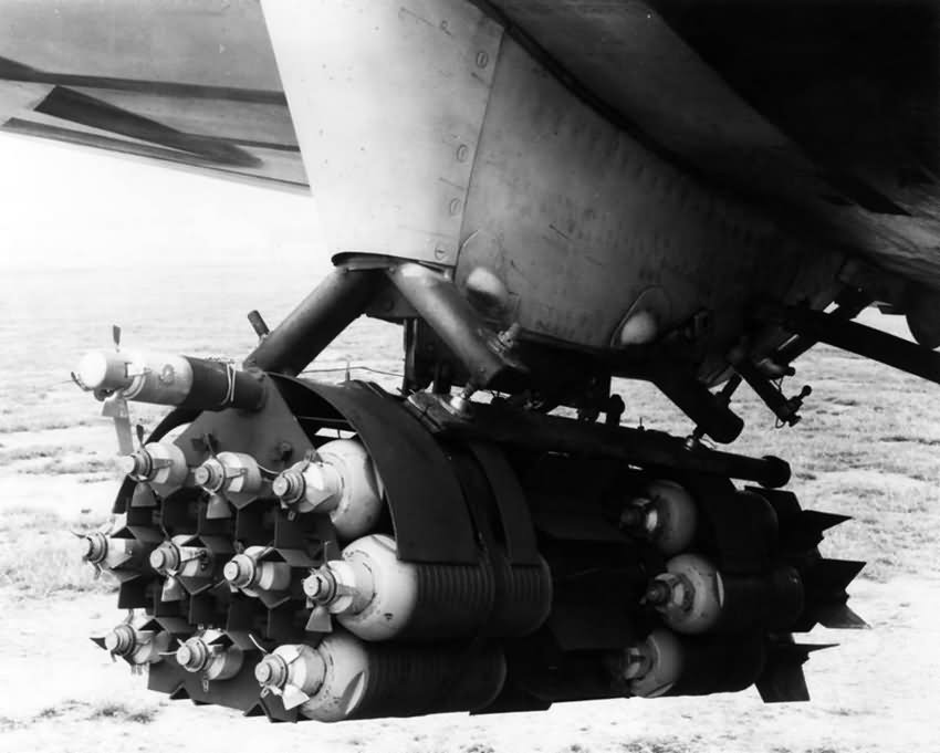 bomb cluster fitted to the wing of a P-47 Thunderbolt of the 78th FG – 12 July 1944