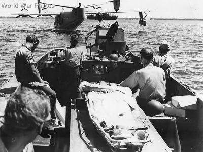 PB2Y waiting to evacuate the wounded from newly captured Makin