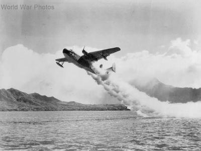 PBM Mariner take off with Jet Assisted Take Off (JATO) 1945