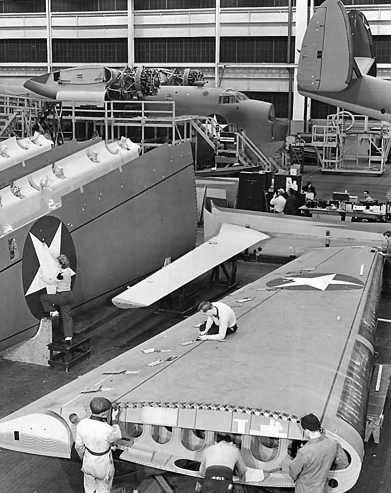 PBM Mariner on the assembly floor at the Glenn L. Martin Company plant in Baltimore Maryland 1943