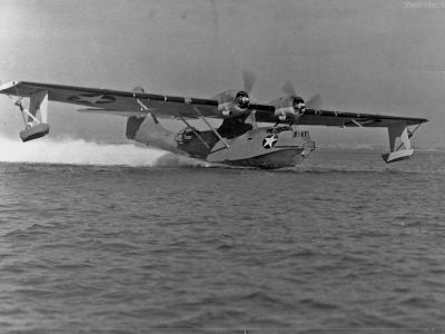 PBY-5 during its take off run 1942