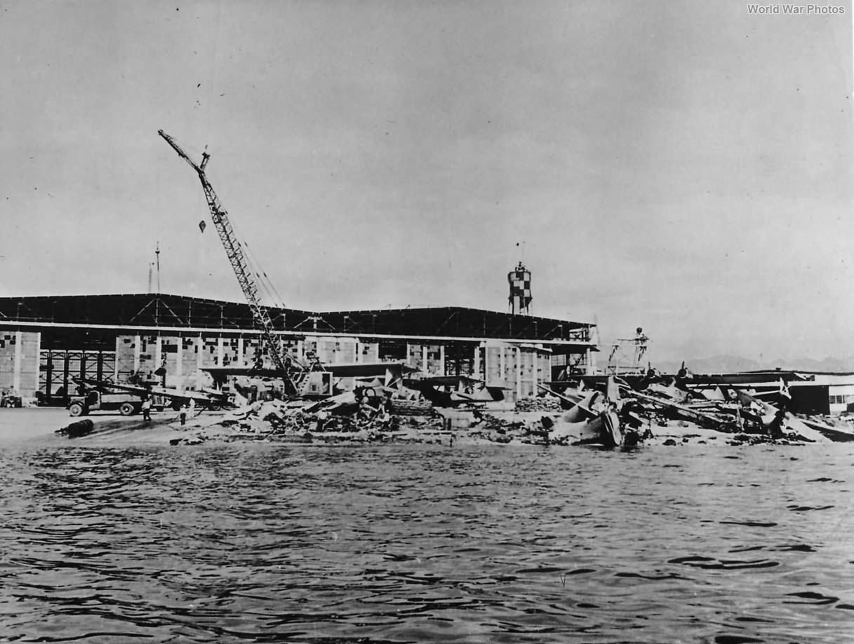 Wrecked Catalinas at Ford Island after Pearl Harbor Attack