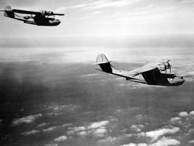 Consolidated PBY-5 Catalinas in flight