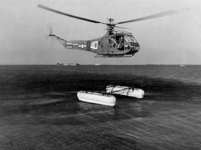 HNS-1 during the testing of detachable floats in the waters off Brooklyn 17 October 1945