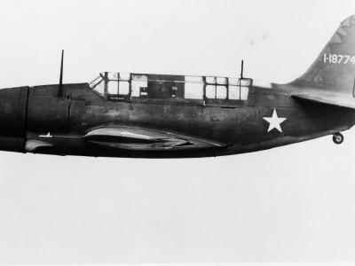 First Curtiss A-25 serial 41-18774 in flight over Wright Field