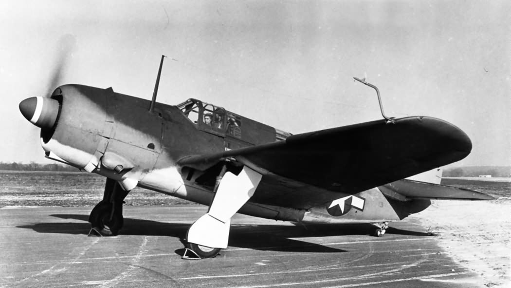 Curtiss SB2C-1 in tricolor scheme on the ground