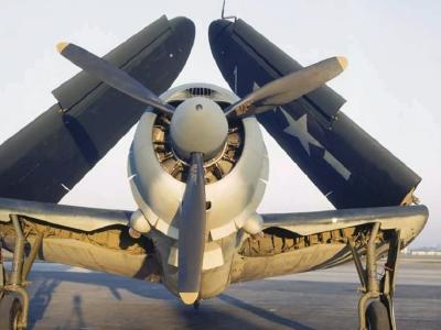 SB2C-1 with wings folded up