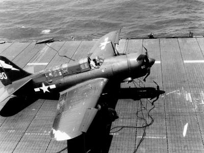 SB2C-4E Helldiver white 80 of VB-85 aboard the carrier USS Shangri-La (CV-38) on March 13, 1945