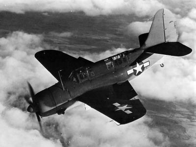 Curtiss SB2C Helldiver dive bomber in flight