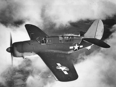Curtiss SB2C-1 in flight