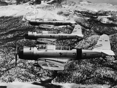 SB2U-1 Vindicators of the VB-3 in flight 1939