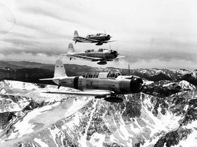 SB2U Vindicators of VB-3 over Sierra Nevada range near Mt. Whitney 11 July 1938
