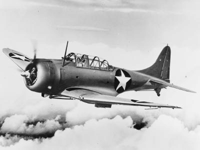 SBD-4 dive bomber in flight