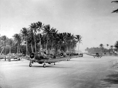 SBD-5 of the VMSB-231 at Majuro prior to launching for an attack against Japanese installations on Mille Atoll in 22 August 1944