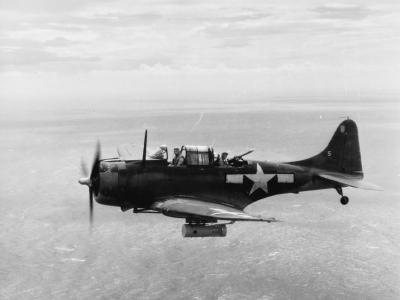 SBD-5 over Turtle Bay, Espiritu Santo, Vanuatu February 1944