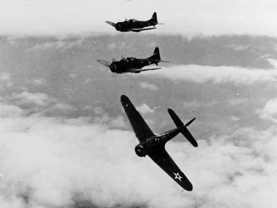 SBD Dauntless of the VS-6 in flight 17 October 1941